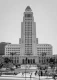 Vertical The Los Angeles City Hall in Daylight black and white Pictures