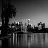 Square The Los Angeles Skyline from Echo Park landscape black and white Photography