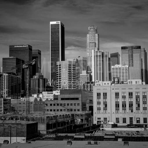 Los Angeles Black and White Photos of The Los Angeles Skyline from the Fashion District The Los Angeles Skyline from the Fashion District -- Los Angeles Black and White Photos