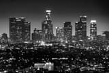 Horizontal The Los Angeles Skyline from the Hollywood Hills landscape black and white Photography