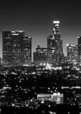 Vertical The Los Angeles Skyline from the Hollywood Hills landscape black and white Photography