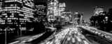 Panoramic The Los Angeles Skyline along the Harbor Freeway landscape black and white Photography