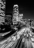 Vertical The Los Angeles Skyline along the Harbor Freeway landscape black and white Photography