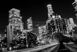 Horizontal The Los Angeles Skyline Featuring the US Bank Building and Bank of America Building landscape black and white Photography