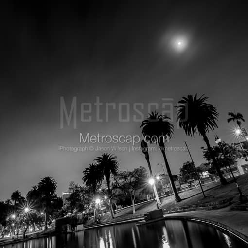 MacArthur Park at Night -- Los Angeles Black and White Photos