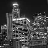 Square The One Wilshire Building at Night landscape black and white Photography