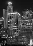 Vertical The One Wilshire Building at Night landscape black and white Photography