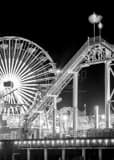 Vertical The Ferris Wheel and Roller Coaster at Pac Park black and white Pictures
