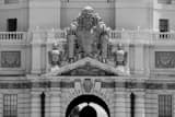 Horizontal Pasadena City Hall landscape black and white Photography