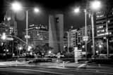 Horizontal Pershing Square at Night landscape black and white Photography