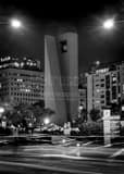 Vertical Pershing Square at Night landscape black and white Photography