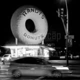 Square Randy\'s Donuts on La Cienega landscape black and white Photography