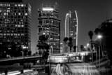 Horizontal The Ritz Carlton and Wedbush Buildings landscape black and white Photography