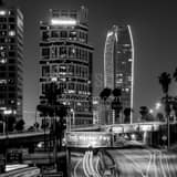 Square The Ritz Carlton and Wedbush Buildings landscape black and white Photography