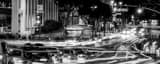Panoramic Rush Hour Traffic on Wilshire Boulevard landscape black and white Photography