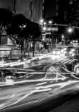 Vertical Rush Hour Traffic on Wilshire Boulevard landscape black and white Photography