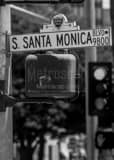 Vertical South Santa Monica Boulevard landscape black and white Photography