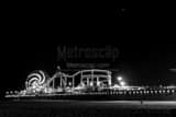 Horizontal The Santa Monica Pier Ferris Wheel at Night. landscape black and white Photography