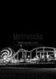 Vertical The Santa Monica Pier Ferris Wheel at Night. landscape black and white Photography