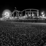 Square Pacific Park on Santa Monica Pier at Night landscape black and white Photography