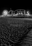 Vertical Pacific Park on Santa Monica Pier at Night landscape black and white Photography