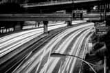 Horizontal The 110 Exit 22B in Downtown Los Angeles landscape black and white Photography