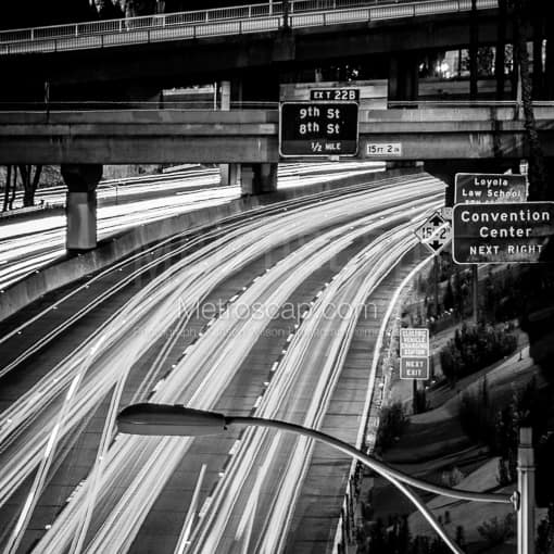 The 110 Exit 22B in Downtown Los Angeles -- Los Angeles Black and White Photos