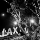 Square LAX Sign at Night landscape black and white Photography