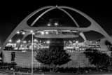 Horizontal The Theme Building at LAX landscape black and white Photography