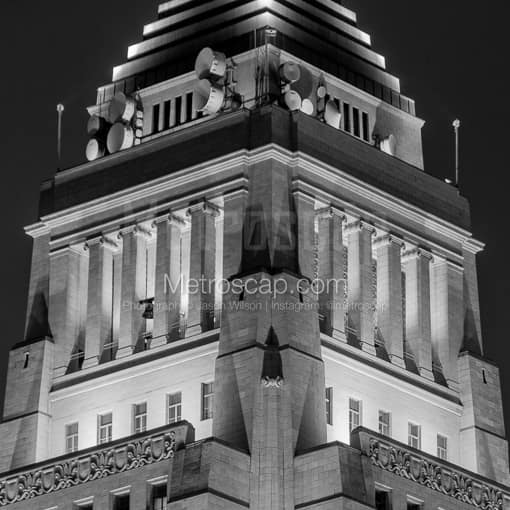The Top of Los Angeles City Hall -- Los Angeles Black and White Photos