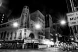 Horizontal The Tower Theater at Night landscape black and white Photography