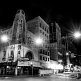 Square The Tower Theater at Night landscape black and white Photography
