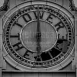 Square The Tower Theatre Clock landscape black and white Photography