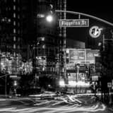 Square Traffic at Figueroa and Olympic Blvd landscape black and white Photography