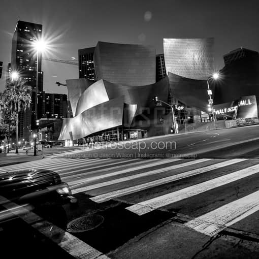 The Walt Disney Concert Hall at Night -- Los Angeles Black and White Photos