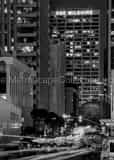 Vertical Wilshire Boulevard at Figueroa at Night black and white Pictures