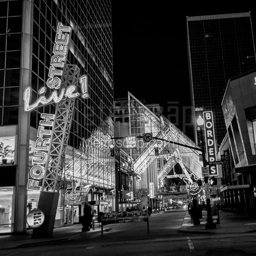 The Fourth Street Live Cityscape -- Louisville Black and White Photography