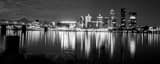 Panoramic The Louisville Skyline at Night black and white Photography