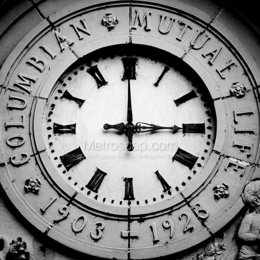 Columbia Mutual Life Building Clock -- Memphis Black and White Photography