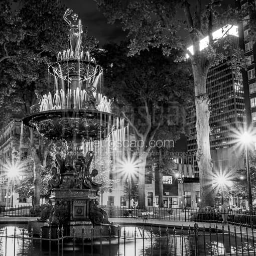 The Hebe Fountain in Court Square -- Memphis Black and White Photography