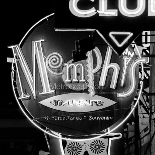 Memphis Music Sign -- Memphis Black and White Photography