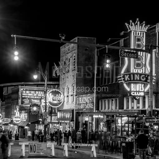 Second and Beale Streets -- Memphis Black and White Photography