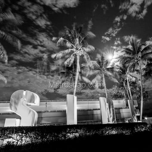 The Bayside Sign -- Miami Black and White Photos