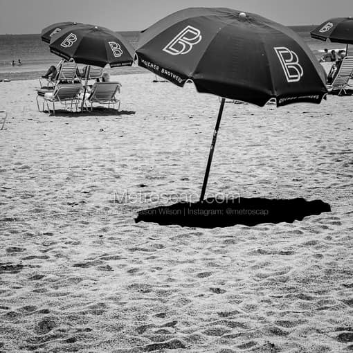 A Miami Beach Umbrella -- Miami Black and White Photos