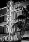 Vertical The Colony Hotel on South Beach black and white Photos