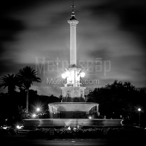 The DeSoto Fountain in Coral Gables -- Miami Black and White Photos