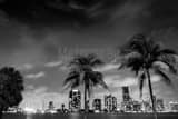 Horizontal The Downtown Miami Skyline at Night from Rickenbacker Causeway black and white Photos