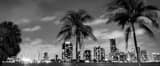 Panoramic The Downtown Miami Skyline at Night from Rickenbacker Causeway black and white Photos