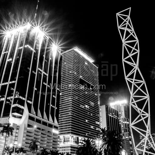 Downtown Miami Buildings near Bayfront Park -- Miami Black and White Photos