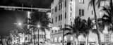 Panoramic The Edison Hotel at Ocean Drive at 10th Street black and white Photos